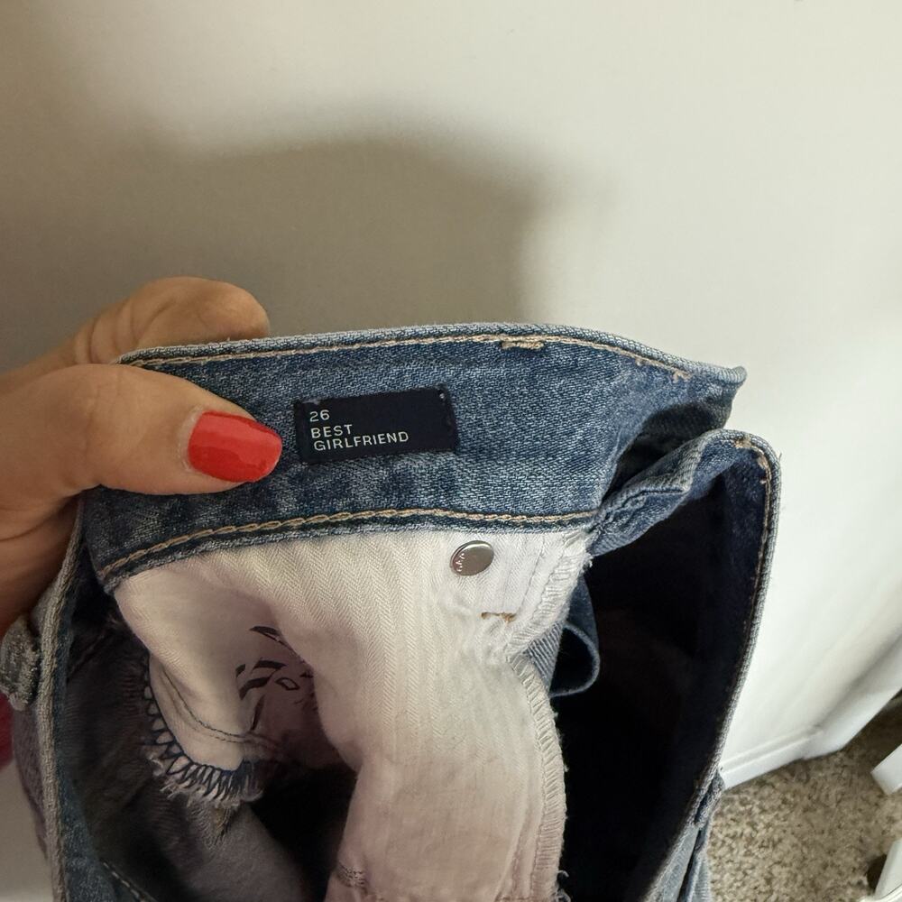Gap Denim Jeans Womens 26 Best Girlfriend High Rise Dark Wash Blue Stretch - Picture 5 of 7